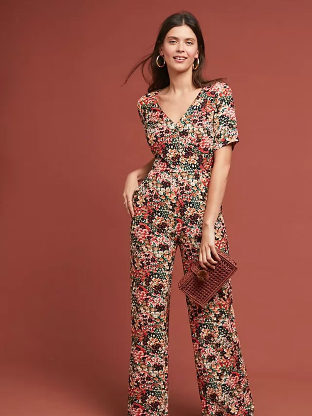 Kachel x Anthropologie Floral Wide Leg Jumpsuit Size 10 Tie Waist